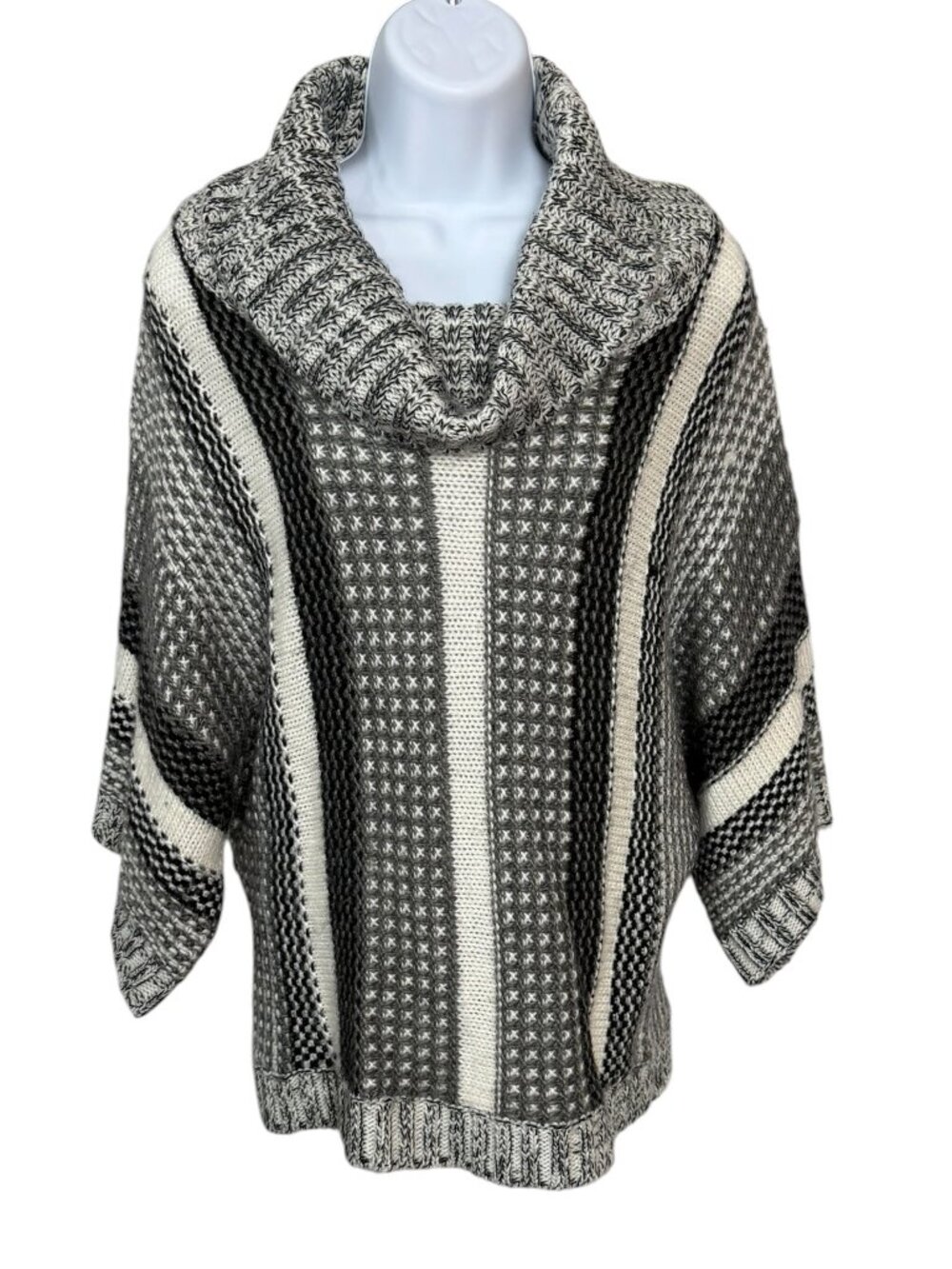 NorthStyle M Cowl Neck Dolman Sweater Gray Black Colorblock Cozy Knit